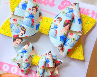 Snow White Hair Bow: Princess Glitter Hair Clip