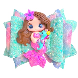 Lazos de pelo de sirena, Lazo de pelo de verano de sirena, Lazo de pelo de sirenita, Pinza de pelo de sirena, Lazos de pelo de cumpleaños de sirena, Lazo de pelo de sirena para niños pequeños