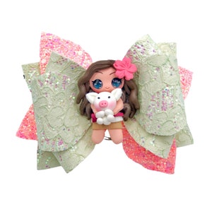 Moana Hair Bow, Moana Shaker and Clay Inspired Hair Bow, Moana Birthday Bow, Toddler Hair Accessory.