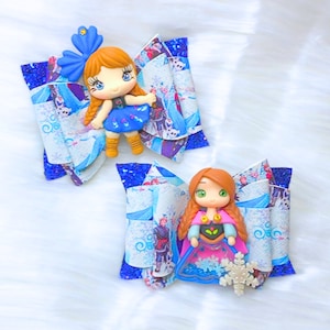 Frozen Hair Bows, Shaker Frozen Hair Bow, Anna Hair Bow, Anna Princess Bow, Frozen Hair Clip, Blue Frozen Hair Bow, Frozen Birthday Hair Bow