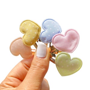 Pastel Heart Hair Clips: Baby Girl Snap Clips, Set of 5