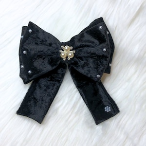 Coquette Hair Bow, Black Coquette Velvet Hair Bow, Vintage Velvet Bow, Black Velvet Hair Bow, Coquette Bow, Coquette Hair Clip, Black Bows.