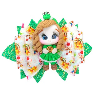 Luigi Super Mario Bros Hair Bow – Sparkly Green Accessory for Girls –