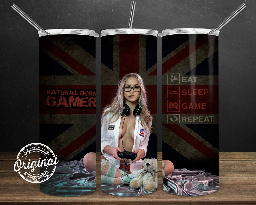 British English Gamer Tumbler Design, 20oz Skinny Tumbler Sublimation