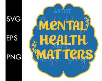 Mental Health Matters SVG PNG, Mental Health Matter Clipart Digital Download, Mental Health Matters Logo, Brain SVG Clipart Instant Download
