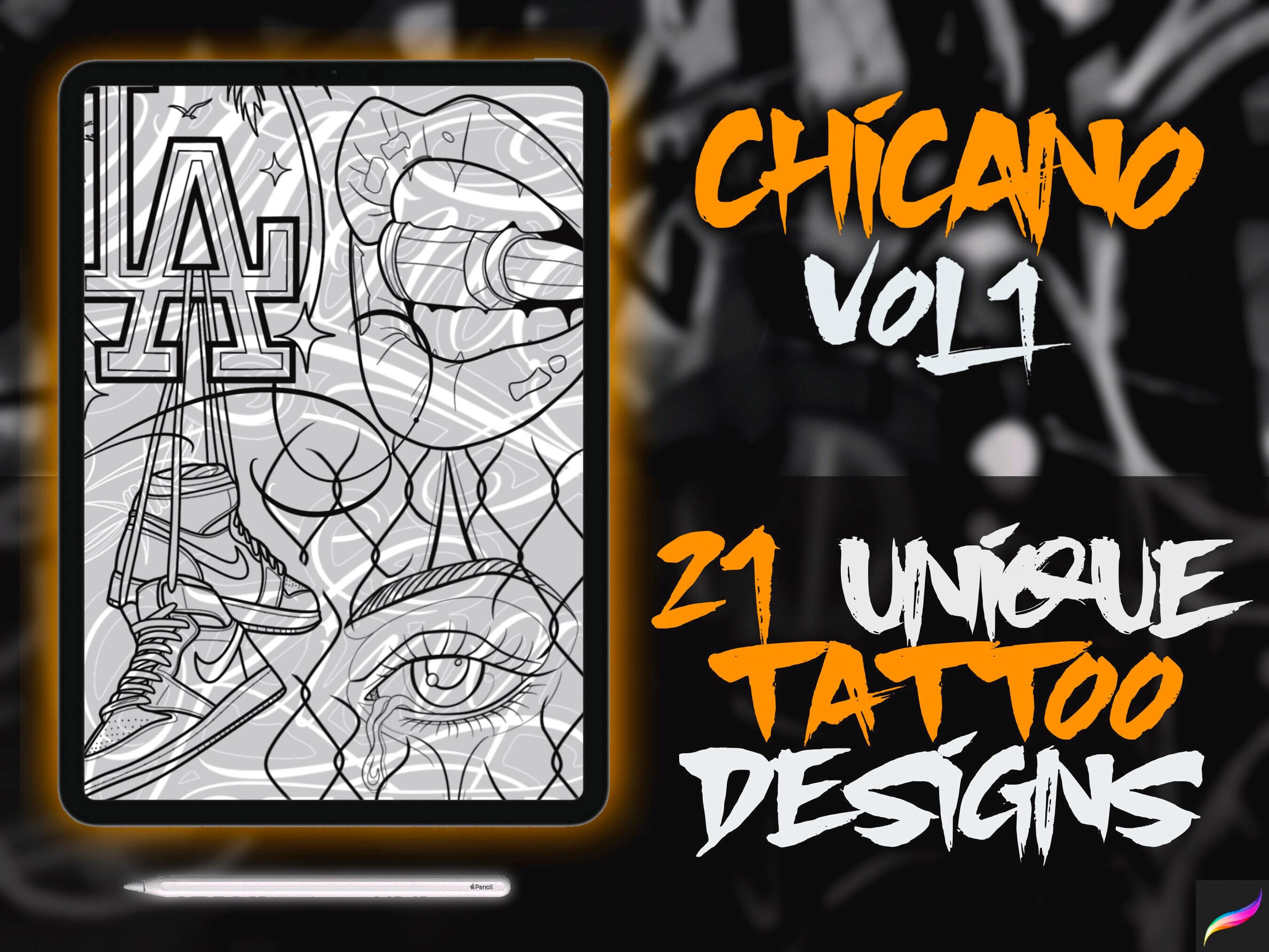 Procreate Tattoo Stamps CHICANO ART COLLECTION Vol 1 - Etsy