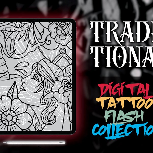 Procreate Tattoo Stamps TRADITIONAL ART COLLECTION vol 1