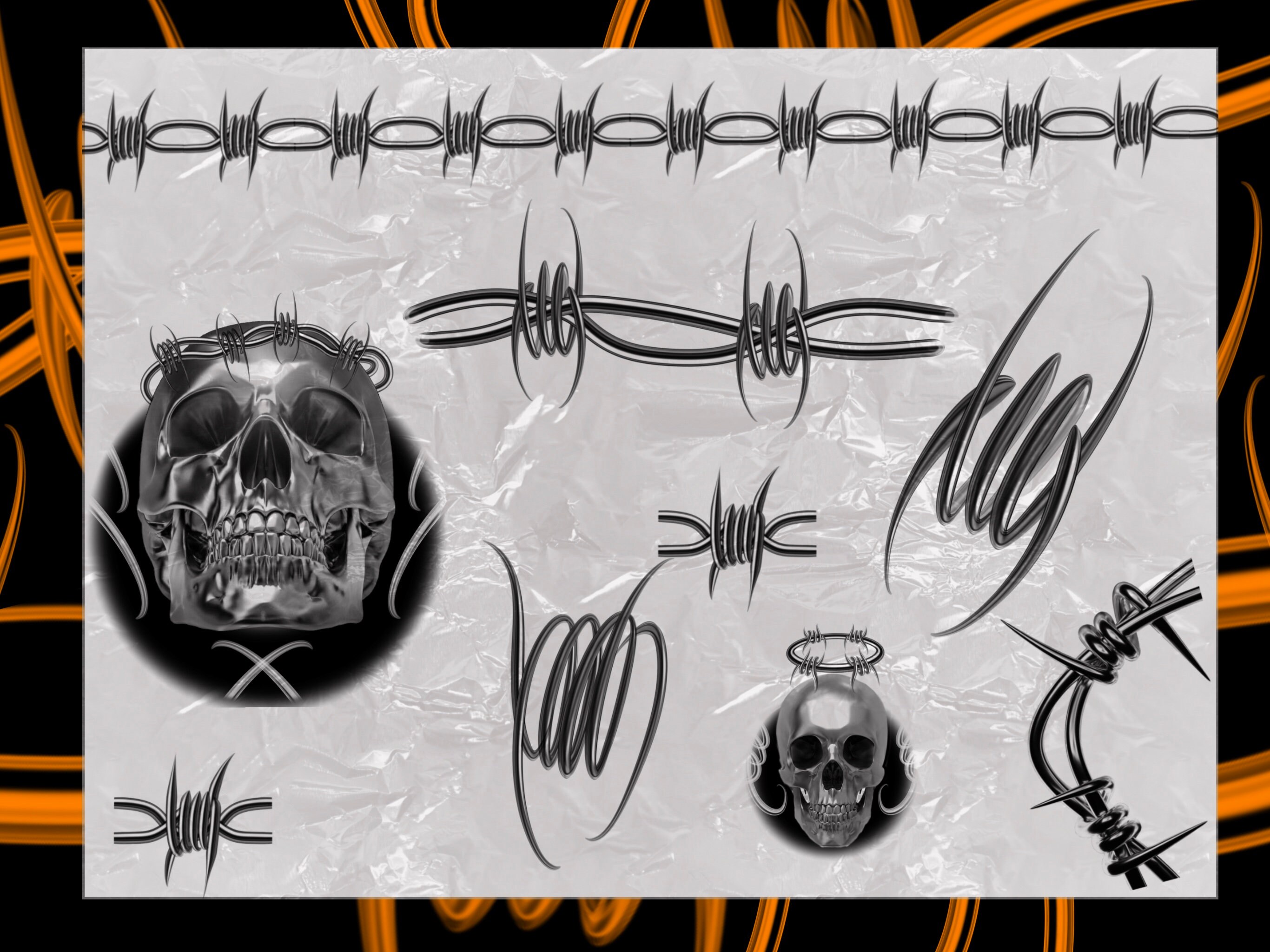 Procreate Tattoo 3D Chrome Barbed Wired Brush Set Stamps - Etsy