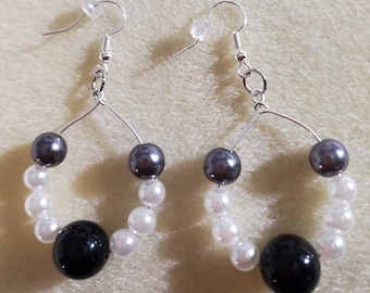 Black and white pearl earrings