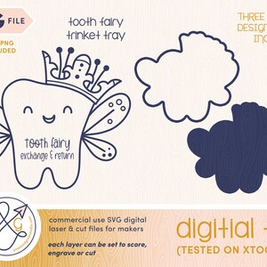 Kids Tooth Fairy Tray Box Laser File | Utilisation commerciale Laser & Cut Ready Fichier SVG | DXF, PNG | Fonctionne avec xTool, Glowforge, Cricut, Silhouette