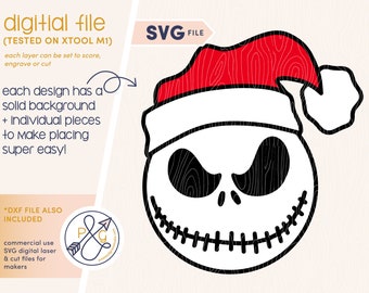 Christmas Nightmare Santa Jack Layered SVG | Commercial Use Laser & Cut Ready svg file | DXF | Perfect for xTool, Glowforge, Cricut