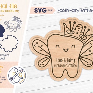 Kids Tooth Fairy Tray Box File laser / Uso commerciale Laser & Cut Ready SVG file / DXF, PNG / Works w / xTool, Glowforge, Cricut, Silhouette