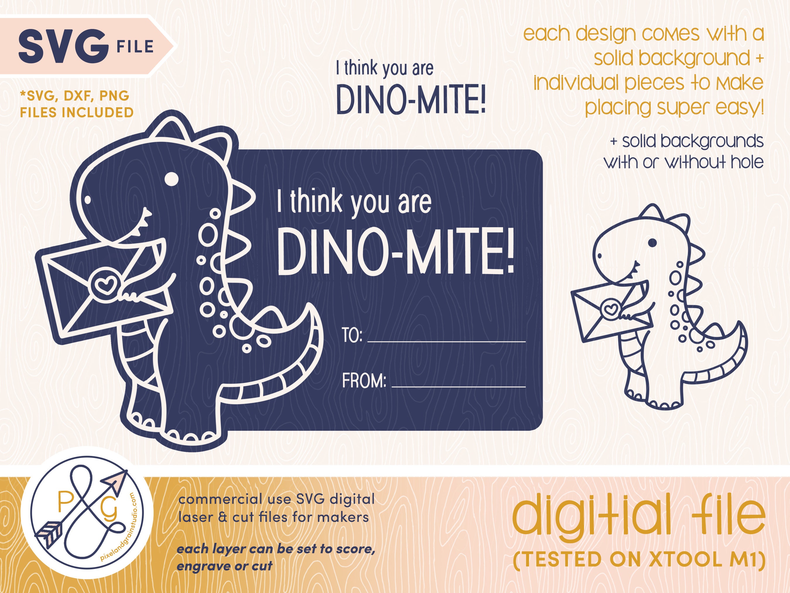 Cute Dino Pun Kids Valentine File Commercial Use Laser & Cut - Etsy