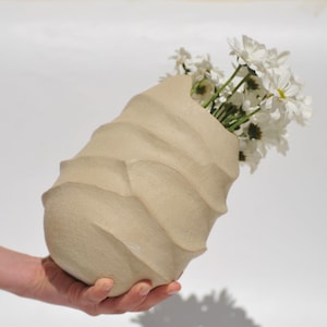 Unique Handmade Ceramic Vase-Textured Vase-Ceramic Vessel-Beije Ceramic Vase-Home Decor-Abstract Vase