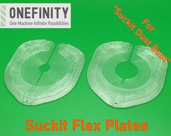 May include: Two clear plastic "Suckit Flex Plates" for dust boots. The plates are shaped like a ring with a small opening in the center. The text "For Dust Boot" is written in orange on the right side of the image.
