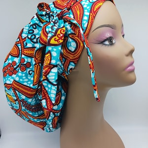 Adjustable  Satin Lined super size Scrub Cap/Hat for locks, braids and bulky hair. Ankara Srup Cap. Jumbo Medical Scrup Hat, Surgical Cap.