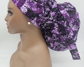 Adjustable 2XL Jumbo Ankara Scrub Cap, Satin Lined, Hair Protection