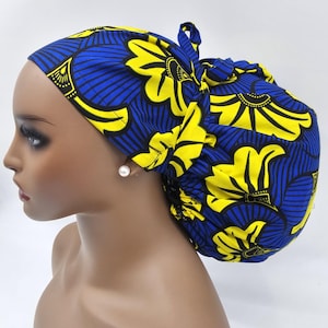 Adjustable  Satin Lined super size Scrub Cap/Hat for locks, braids and bulky hair. Ankara Srup Cap. Jumbo Medical Scrup Hat, Surgical Cap.