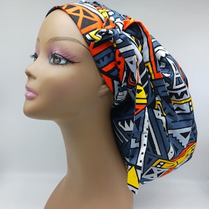 Adjustable  Satin Lined super size Scrub Cap/Hat for locks, braids and bulky hair. Ankara Srup Cap. Jumbo Medical Scrup Hat, Surgical Cap.