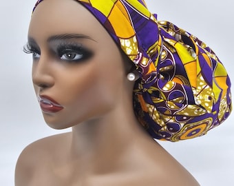 Adjustable  Satin Lined super size Scrub Cap/Hat for locks, braids and bulky hair. Ankara Srup Cap. Jumbo Medical Scrup Hat, Surgical Cap.