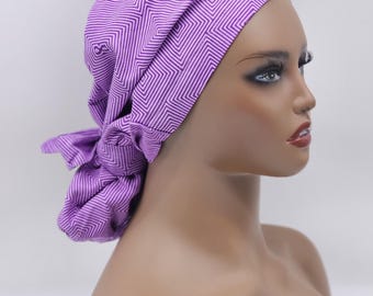 Adjustable Satin Lined Ponytail Scrub Cap, Ankara Surgical Hat