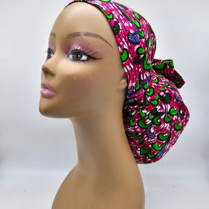 Ankara Super Size Satin Lined Scrub Cap: Locks, Braids, Bulky Hair
