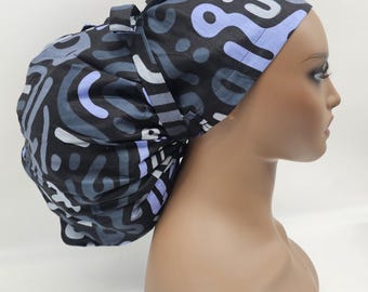 Jumbo Ankara Scrub Cap, Satin Lined, Adjustable, Super Size, 2XL