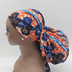 Adjustable Ankara Scrub Cap: Satin Lined Jumbo Surgical Hat