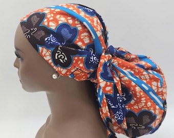 Adjustable Ankara Scrub Cap: Satin Lined Jumbo Surgical Hat