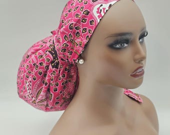 Adjustable Ankara Scrub Cap: Satin Lined Jumbo Surgical Hat