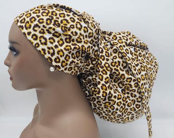 Adjustable Satin Lined  2XL Jumbo Scrub Cap, Ankara Surgical Hat