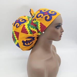 Adjustable  Satin Lined super size Scrub Cap/Hat for locks, braids and bulky hair. Ankara Srup Cap. Jumbo Medical Scrup Hat, Surgical Cap.