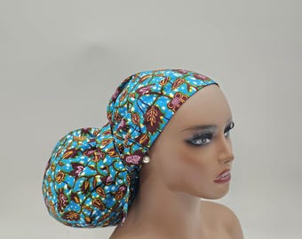 Adjustable Ankara Scrub Cap: Satin Lined Jumbo Surgical Hat