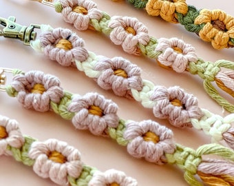 Llavero Macrame Daisy / Llavero Boho / Encanto de bolso / Encanto de mochila / Encanto Macrame / Llavero de flores