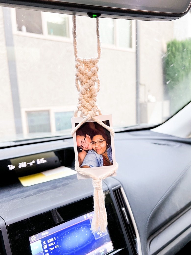 Polaroid Picture Hanger Car Charm Macrame Car Accessory Etsy