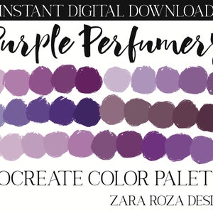 May include: Purple Perfumery Procreate Color Palette, a digital download featuring 30 shades of purple in a gradient pattern.