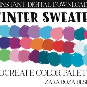 Winter Sweater - Procreate Color Palette: Orange Pink Blue Green Summer Rainbow Boho Vibes Aesthetic DIGITAL DOWNLOAD for iPad, Procreate