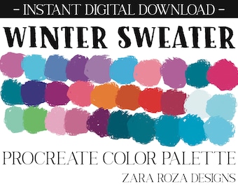 Winter Sweater - Procreate Color Palette: Orange Pink Blue Green Summer Rainbow Boho Vibes Aesthetic DIGITAL DOWNLOAD for iPad, Procreate