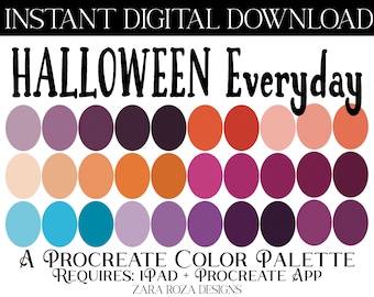 Halloween Everyday - Procreate Color Palette - DIGITAL DOWNLOAD - Requires iPad + Procreate App