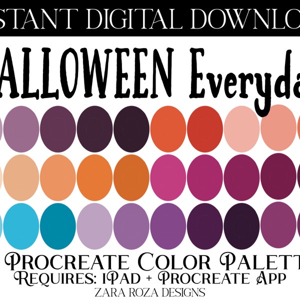 Halloween Everyday - Procreate Color Palette - DIGITAL DOWNLOAD - Requires iPad + Procreate App