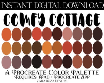 Comfy Cottage - Procreate Color Palette - DIGITAL DOWNLOAD - 30 Swatches - Requires iPad + Procreate App