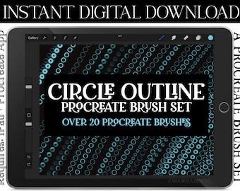 Procreate Circle Outline Brush Bundle Pack: 28 Retro Brushes / Stamps - INSTANT DIGITAL DOWNLOAD Digital Art Brushes