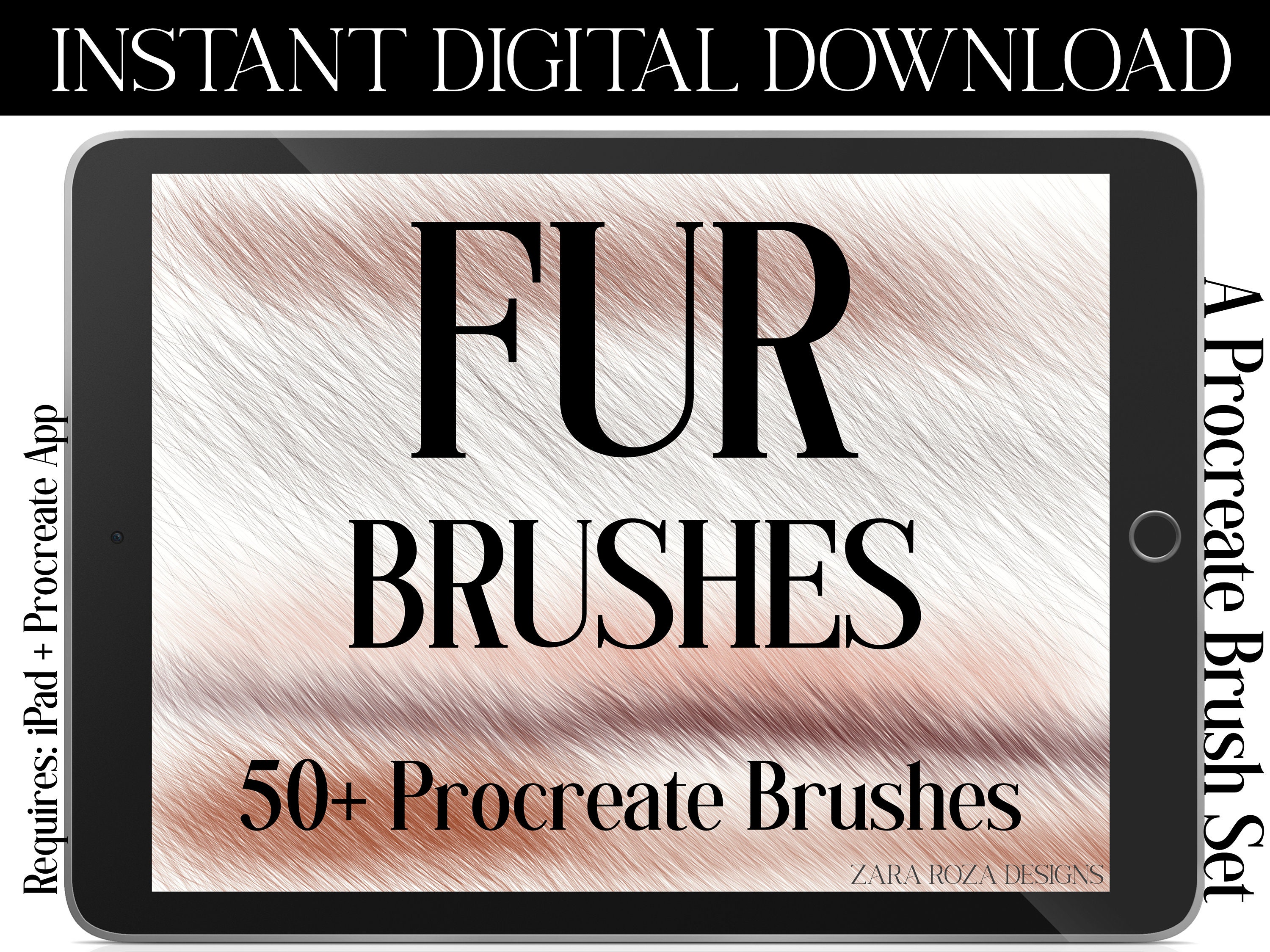 Procreate Fur Brush Set 50 Brushes Furry Animal Cat Dog Hair Bundle