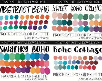 PROCREATE BOHO BUNDLE 4 Procreate Color Palettes - Boho Retro Bohemian Art Calm Cute Aesthetic Tones Digital Download - iPad + Procreate App
