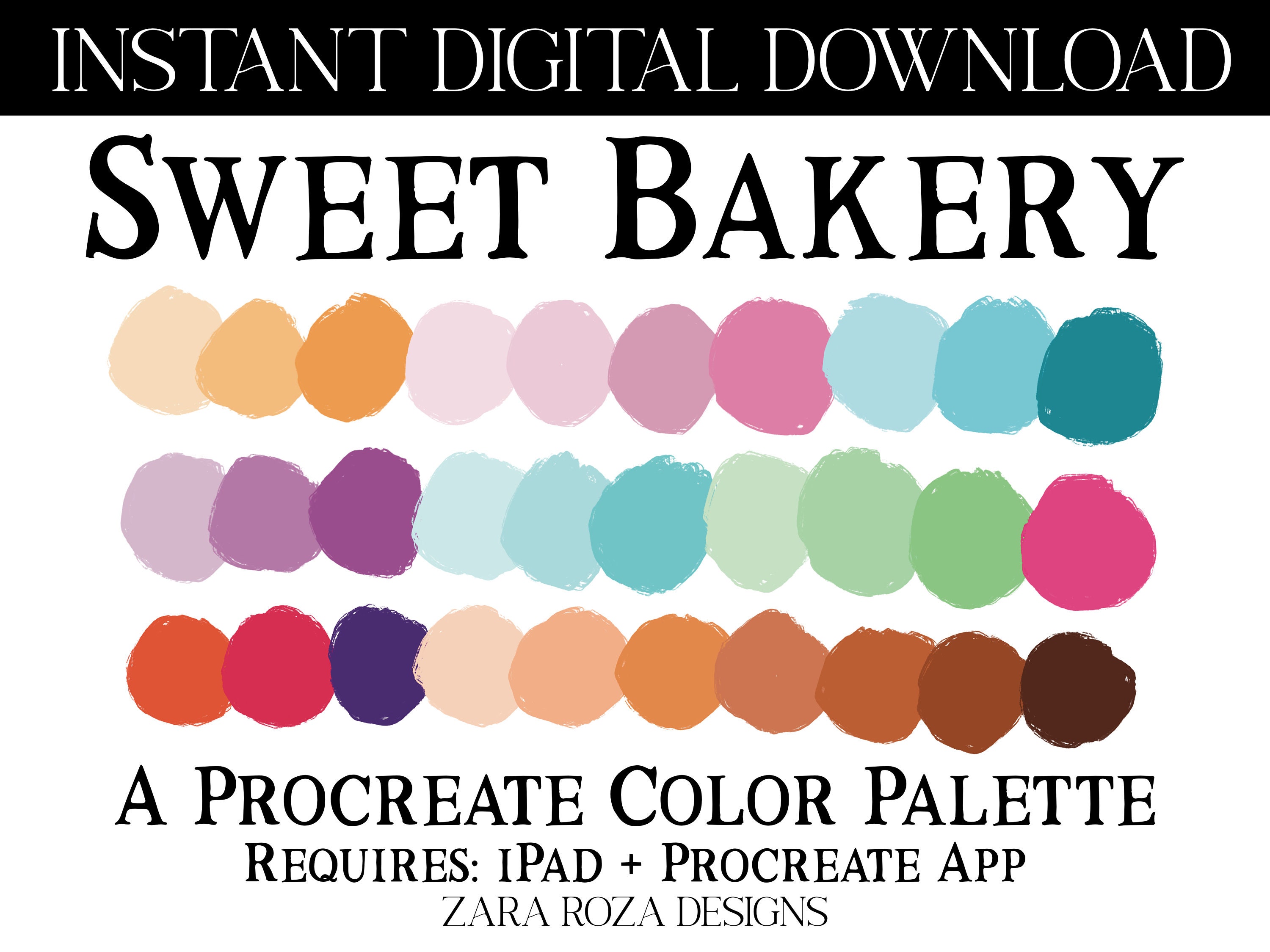 Sweet Bakery Procreate Color Palette Cute Boho Retro Pink