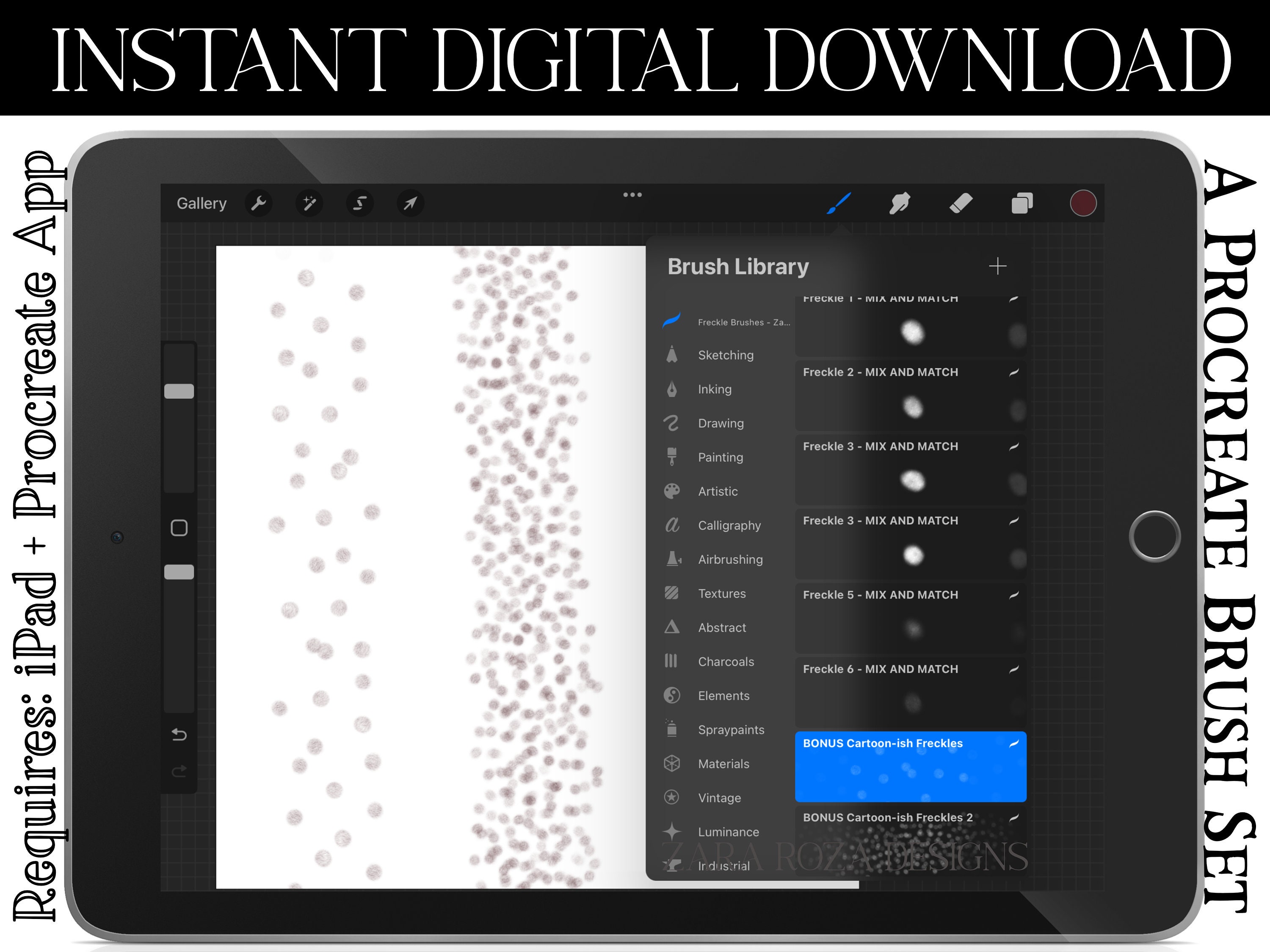 20 Procreate Freckle Brushes Cute Freckles Brush Bundle Pack for