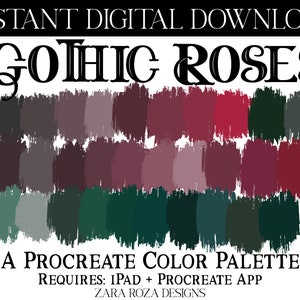 Gothic Roses Procreate Color Palette - Dark Red Green Brown Grey Goth Emo Nature Earth Garden Flower Forest Tones DIGITAL DOWNLOAD for iPad
