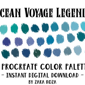 Ocean Voyage Legends - Retro Vintage Blue Green Beach Travel Wanderlust Procreate Color Palette - DIGITAL DOWNLOAD - Needs iPad + Procreate