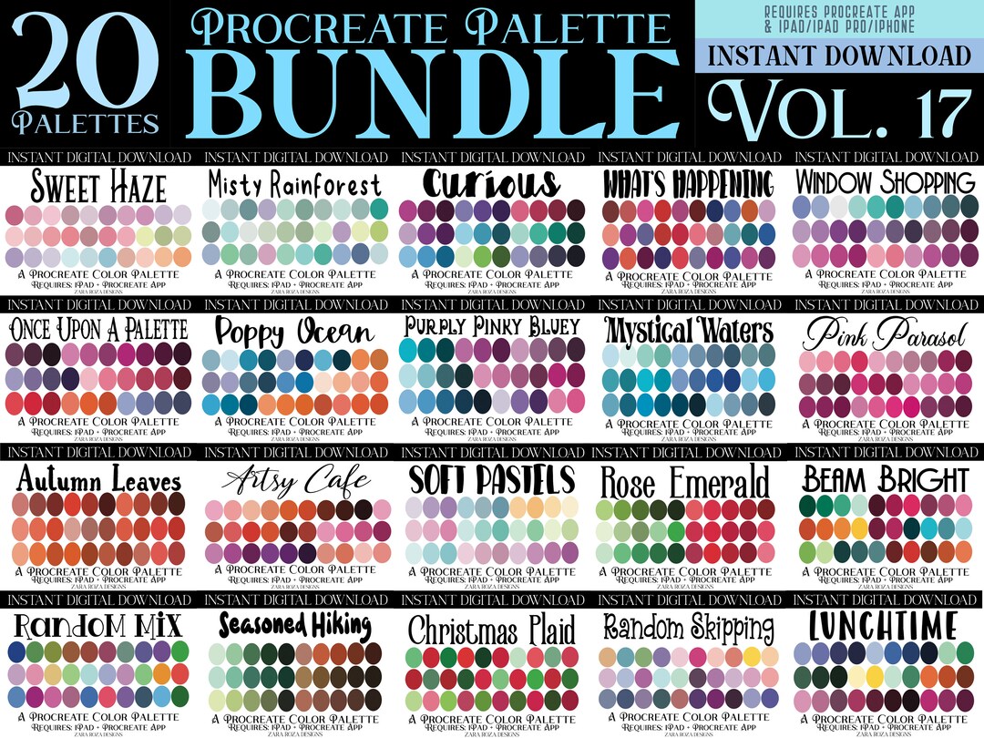 20 Procreate Color Palette Bundle Pack - VOL. 17 Set - Goth Retro ...