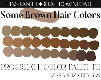 Some Brown Hair Colors - Procreate Color Palette: Character Face Portrait Natural Aesthetic Tones - DIGITAL DOWNLOAD For iPad + Procreate